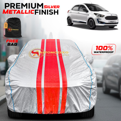 AUTOMOZEXO Car Cover For Ford Figo (With Mirror Pockets)(Silver)