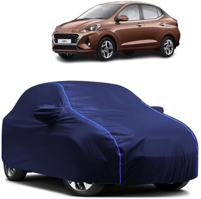 Autohaux Car Cover For Hyundai Aura E Petrol (With Mirror Pockets)(Blue)