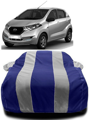 Autoprime Car Cover For Datsun GO D (With Mirror Pockets)(White, Blue)