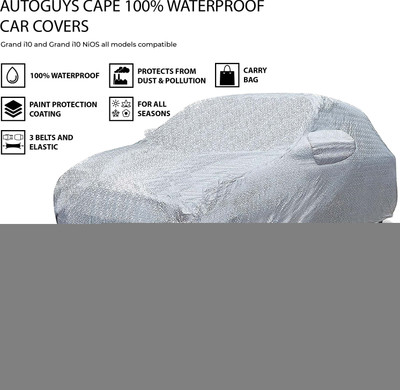 AUTOGUYS Car Cover For Hyundai Grand i10 Nios, Grand i10 (With Mirror Pockets)(Silver, For 2019, 2020, 2021, 2022 Models)