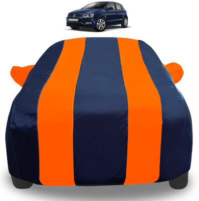 Auto Hub Car Cover For Volkswagen Polo (With Mirror Pockets)(Orange)