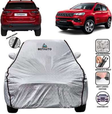 BOTAUTO Car Cover For Jeep Compass, Compass 1.4 Limited, Universal For Car (With Mirror Pockets)(Silver)