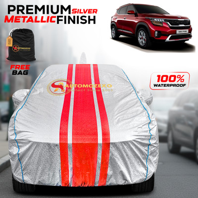 AUTOMOZEXO Car Cover For Kia SELTOS (With Mirror Pockets)(Silver)