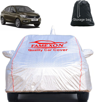 FAMEXON Car Cover For Tata Tigor (With Mirror Pockets)(Silver)