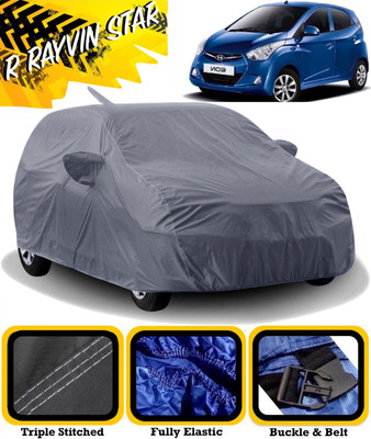 R Rayvin Star Car Cover For Hyundai Eon (With Mirror Pockets)(Grey)