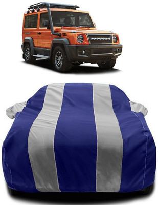 Autoprime Car Cover For Force Gurkha (With Mirror Pockets)(White, Blue)