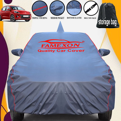 FAMEXON Car Cover For Hyundai Grand i10 (With Mirror Pockets)(Grey)
