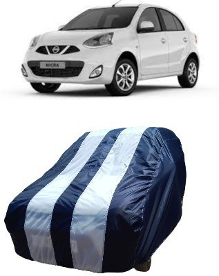 ATBROTHERS Car Cover For Nissan Micra K9K (Without Mirror Pockets)(White, Blue)
