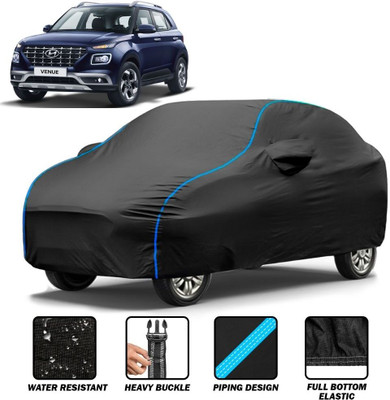brandroofz Car Cover For Hyundai Venue, Universal For Car (With Mirror Pockets)(Black, Blue)