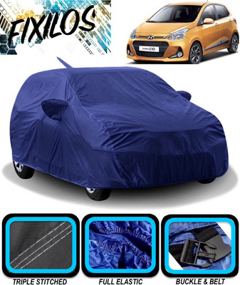 FIXILOS Car Cover For Hyundai Grand i10 (With Mirror Pockets)(Blue)