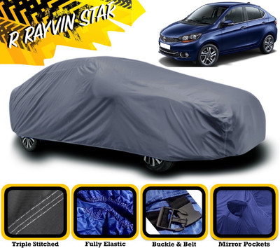 R Rayvin Star Car Cover For Tata Tigor (With Mirror Pockets)(Grey)