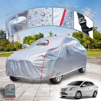 AUTOCOZEN Car Cover For Honda Amaze (With Mirror Pockets)(Silver)