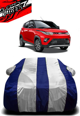 J S R Car Cover For Mahindra KUV100 (With Mirror Pockets)(White, Blue)