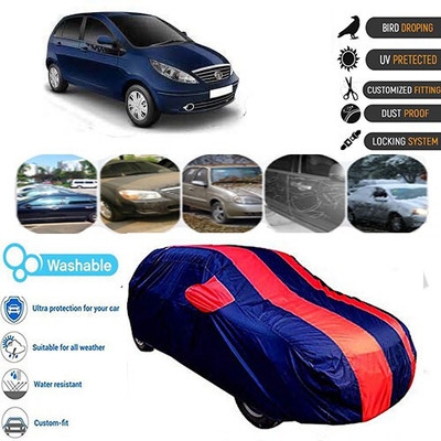 MotohunK Car Cover For Tata Indica Vista (With Mirror Pockets)(Multicolor)