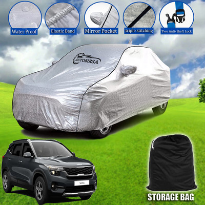 AUTOBIRSA Car Cover For Kia SELTOS (With Mirror Pockets)(Silver, Grey, For 2020, 2021, 2022, 2023 Models)