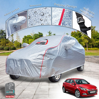 AUTOCOZEN Car Cover For Hyundai Elite i20 (With Mirror Pockets)(Silver)
