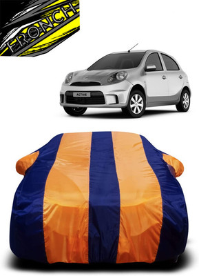 FRONCH Car Cover For Nissan Micra (With Mirror Pockets)(Orange, Blue)