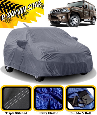R Rayvin Star Car Cover For Mahindra Bolero (With Mirror Pockets)(Grey)