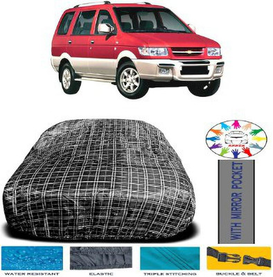 AMVISH Car Cover For Chevrolet Tavera (With Mirror Pockets)(Black)