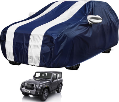 Auto Hub Car Cover For Mahindra Thar (With Mirror Pockets)(Blue, White, For 2020 Models)