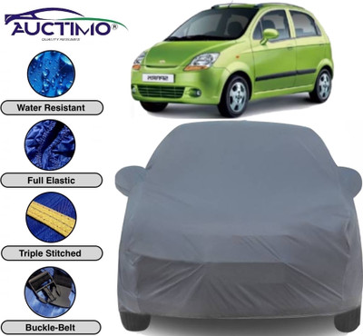 AUCTIMO Car Cover For Chevrolet Spark (With Mirror Pockets)(Grey)