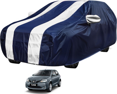 Auto Hub Car Cover For Toyota Etios Liva (With Mirror Pockets)(Blue, White)