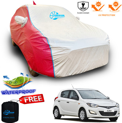 GARRREGE Car Cover For Hyundai i20 (With Mirror Pockets)(Red, Silver)