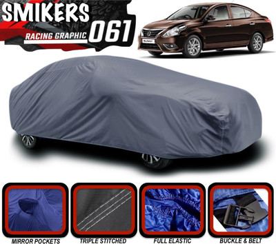 SMIKERS Car Cover For Nissan Sunny (With Mirror Pockets)(Grey)