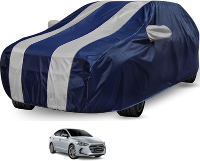Auto Hub Car Cover For Hyundai Elantra (With Mirror Pockets)(Blue, Silver)