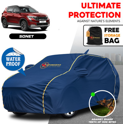 AUTOMOZEXO Car Cover For Kia Sonet (With Mirror Pockets)(Blue)