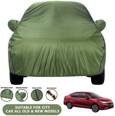 CITYVEGI Car Cover For Honda City, City i-Dtec, City i-Vtec, City Facelift, City ZX, City LX, City LQ (With Mirror Pockets)(Green)