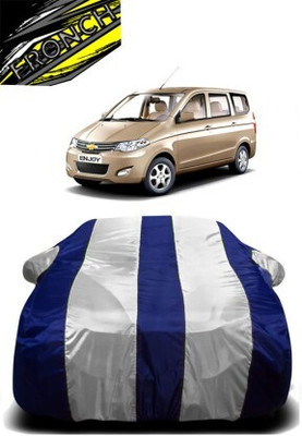 FRONCH Car Cover For Chevrolet Tavera (With Mirror Pockets)(White, Blue)