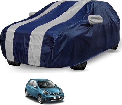 Auto Hub Car Cover For Nissan Micra (With Mirror Pockets)(Blue, Silver)