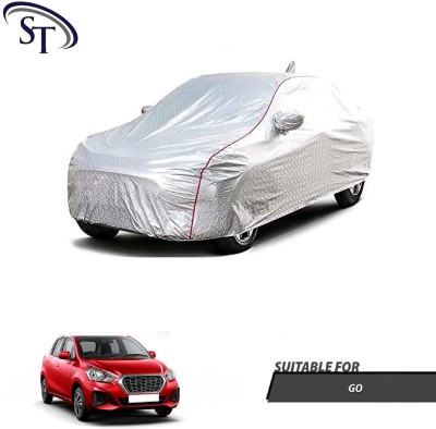 SHOBHNATH TRADING Car Cover For Datsun Go (With Mirror Pockets)(Silver)