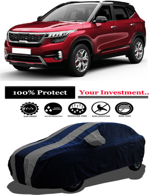Amexride Car Cover For Kia Seltos GTK 1.4 (With Mirror Pockets)(Grey)
