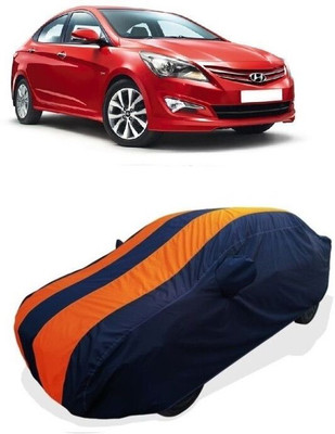 QLAX Car Cover For Hyundai Verna Fluidic DTHR (With Mirror Pockets)(Orange)