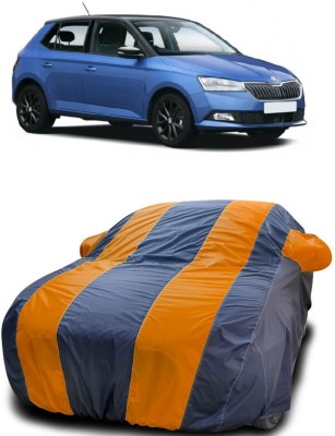 DIGGU Car Cover For Skoda Fabia 1.2 TFSI Petrol (With Mirror Pockets)(Orange, Blue)