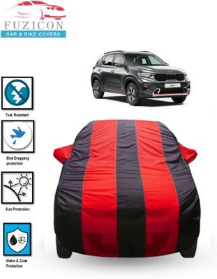 FUZICON Car Cover For Kia Sonet (With Mirror Pockets)(Red, Blue)