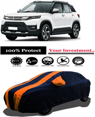 Amexride Car Cover For Maruti Suzuki Vitara Brezza Facelift (With Mirror Pockets)(Orange)