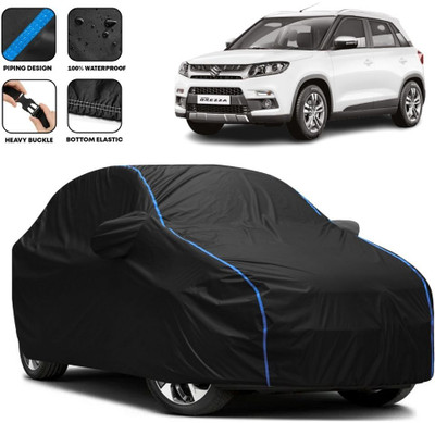 Autohaux Car Cover For Maruti Suzuki Vitara Brezza (With Mirror Pockets)(Black, Blue)