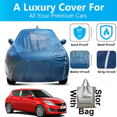 FAMEXON Car Cover For Maruti Swift (With Mirror Pockets)(Blue, For 2012, 2013, 2014, 2015, 2016, 2017 Models)