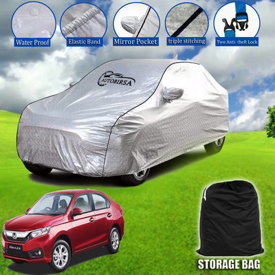 AUTOBIRSA Car Cover For Honda Amaze E i-DTEC (With Mirror Pockets)(Silver, Grey, For 2018, 2019, 2020, 2021, 2022, 2023 Models)