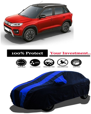 Amexride Car Cover For Maruti Suzuki Vitara Brezza ZXI Plus Dual Tone Petrol (With Mirror Pockets)(Multicolor)