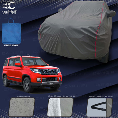 Carigiri Car Cover For Mahindra TUV300, TUV300 Facelift, TUV300 PLUS, TUV 300 Plus P4, TUV 300 Plus P6 (With Mirror Pockets)(Grey, Red)