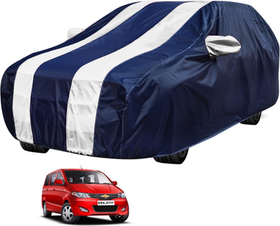 Auto Hub Car Cover For Chevrolet Enjoy (With Mirror Pockets)(Blue, White)