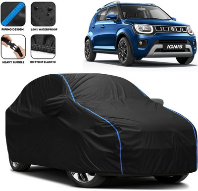 WSK Car Cover For Maruti Suzuki Ignis 1.3 AMT Alpha (With Mirror Pockets)(Black, Blue)