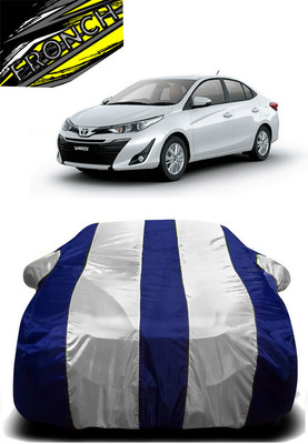 FRONCH Car Cover For Toyota Yaris G Optional CVT Petrol (With Mirror Pockets)(White, Blue)