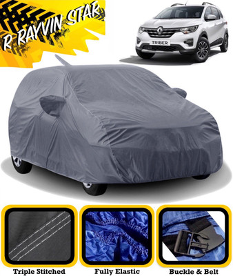 R Rayvin Star Car Cover For Renault Triber (With Mirror Pockets)(Grey)