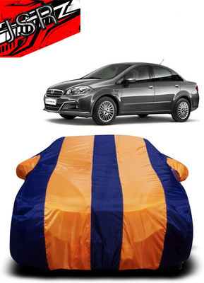 J S R Car Cover For Fiat Linea Power Up 1.3 Active Diesel (With Mirror Pockets)(Orange, Blue)