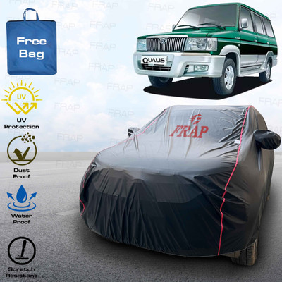 Frap Car Cover For Toyota Qualis, Qualis 2.0i, Qualis 2.5L, Qualis Fleet A1 (With Mirror Pockets)(Black, Red)